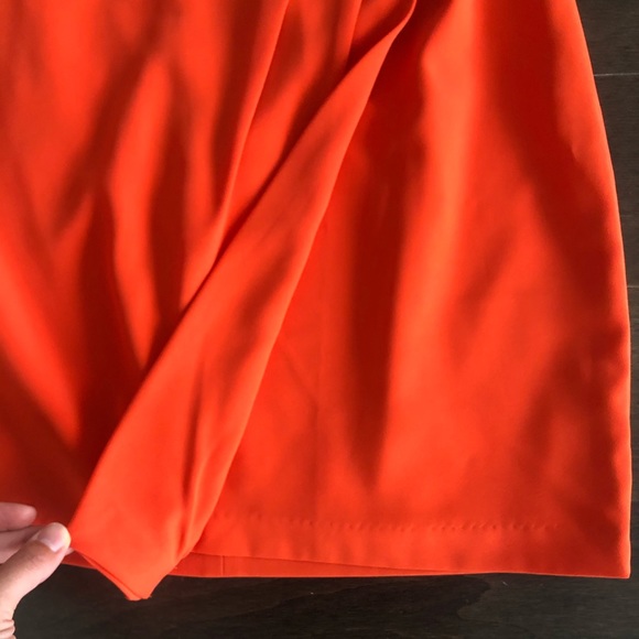 Bright orange draped skirt with brown belt - Picture 3 of 5